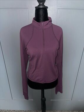 Women's Half-Zip Long Sleeve Top - Mauve